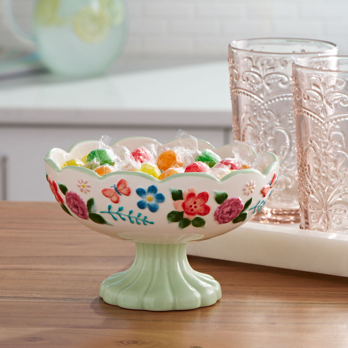 (4 pack) The Pioneer Woman Painted Meadows 6.4-inch Stoneware Candy Dish