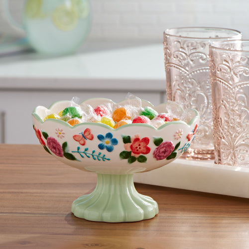 (4 pack) The Pioneer Woman Painted Meadows 6.4-inch Stoneware Candy Dish