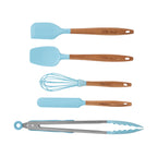 The Pioneer Woman 10-Piece Silicone and Acacia Wood Handle Cooking Utensils Set, Blue