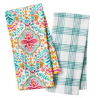 (4 pack) The Pioneer Woman Folk Geo Kitchen Towel Set, Multicolor, 16"W x 28"L, 2 Piece