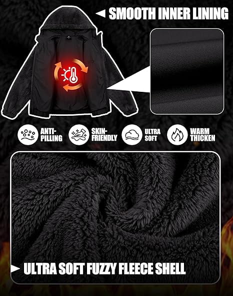 Pioneer Camp Women's Fuzzy Fleece Jacket Lightweight Full Zip Up Sherpa Jacket with Hood Warm Soft Fall Winter Coat Hoodie