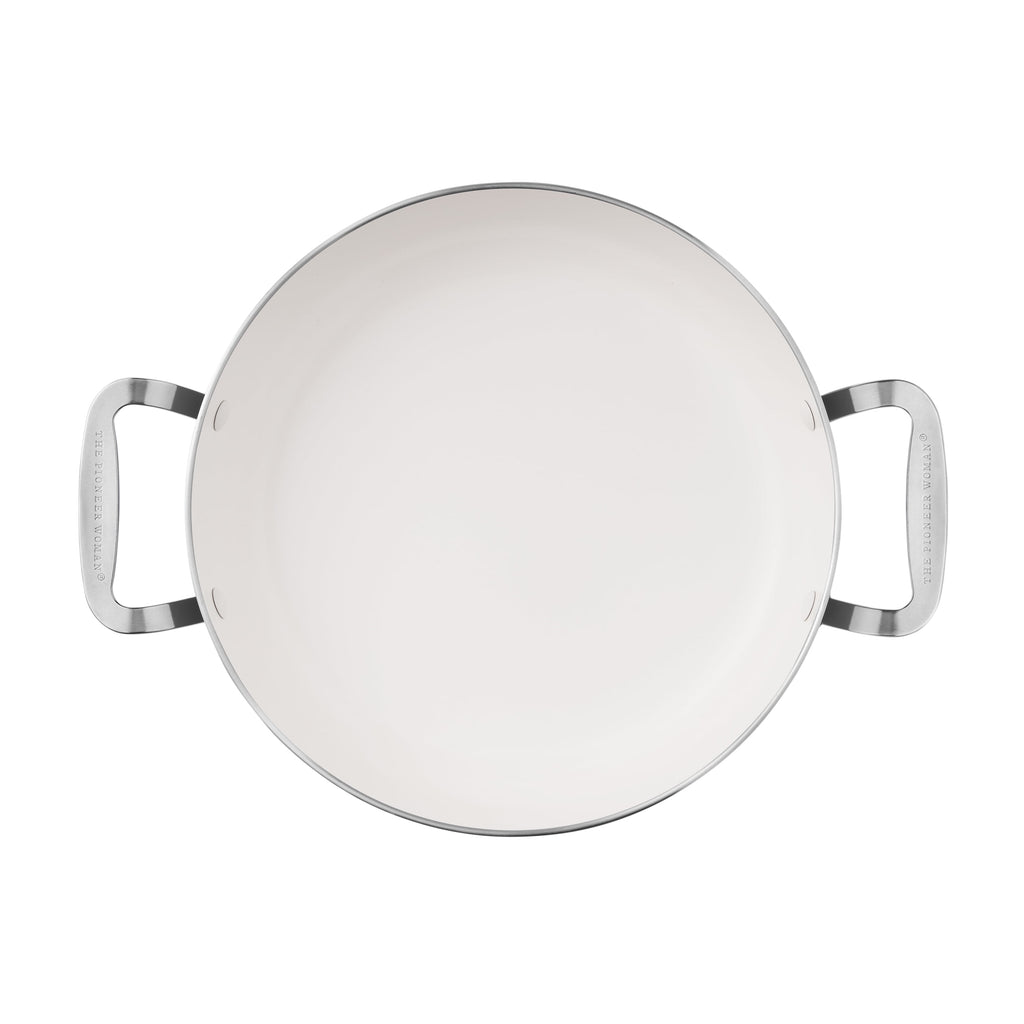 The Pioneer Woman Harlow 12" Ceramic Non-Stick Everyday Pan with Lid, Denim Blue