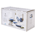 The Pioneer Woman Harlow 15-Piece Cookware Set, Ceramic Non-Stick Pots and Pans Set,  Denim Blue