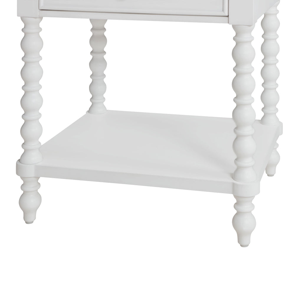 The Pioneer Woman Harper Spindle Nightstand with USB Charging Ports, Adults and Teens, White Finish