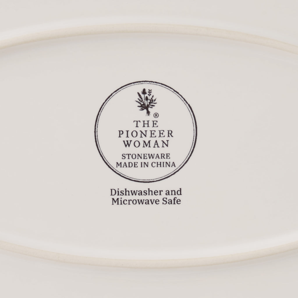 Cottage Bloom Agatha Stoneware 16-inch Serving Platter, Blue