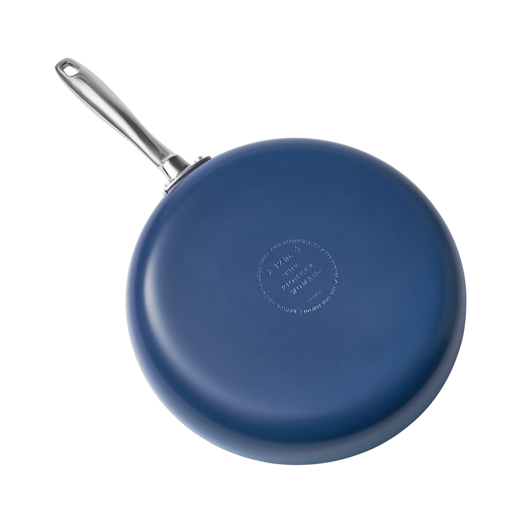 The Pioneer Woman Harlow 12" Ceramic Non-Stick Fry Pan, Denim Blue