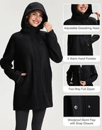 Pioneer Camp Women's Long Fleece Jacket Thermal Sherpa Lined Full Zip Up Hoodies with Pockets Causual Warm Winter Coat
