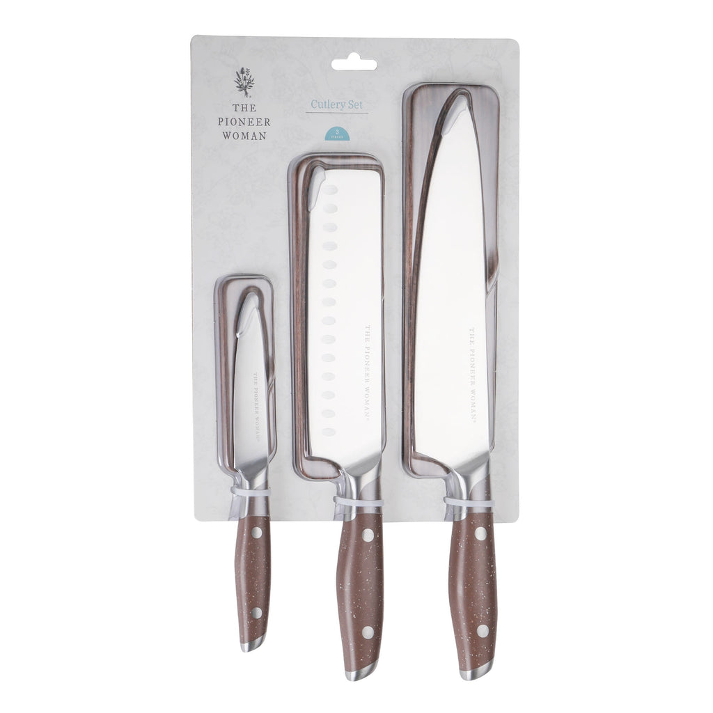 The Pioneer Woman 3-Piece Knife Set, Brown Speckle
