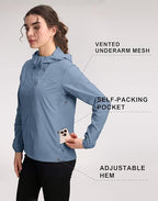 Pioneer Camp Women‘s UPF 50+ Windbreaker Jacket, Lightweight Packable Sun Protection Hoodie
