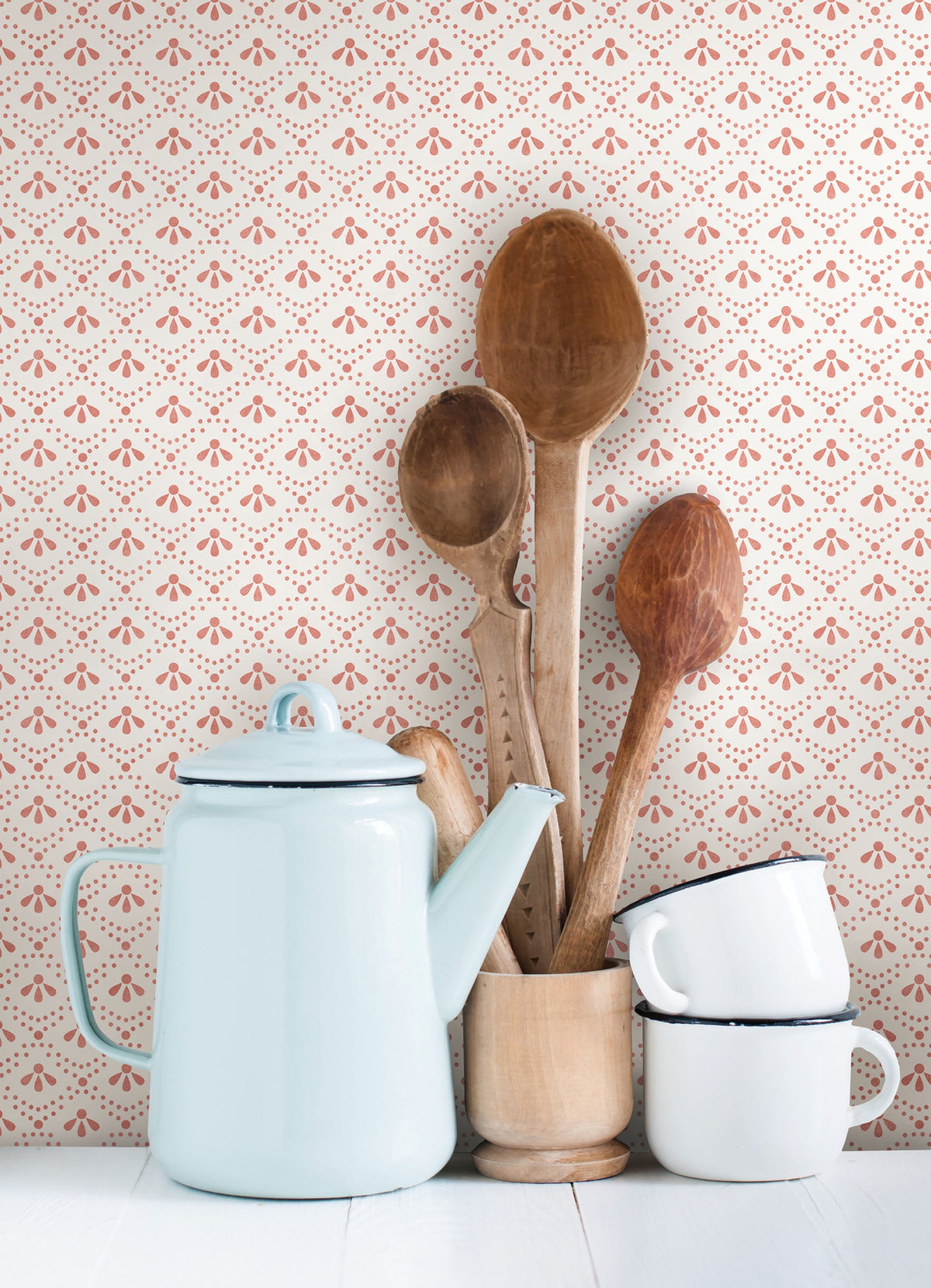 The Pioneer Woman Coral Tonal Scallop Peel And Stick Vinyl Wallpaper, 215-in by 20.5-in, 30.75 sq. ft.