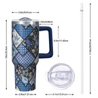 OBREWU Pioneer Flower Tumbler with Handle and Lid,40oz Pioneer Flower Double Wall Vacuum Insulated Tumbler,Pioneer Flower Cups Gift for Women and Men