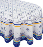 Polish Pottery Style Tablecloth, Blue Ceramic Table Cloth, Farmhouse Tablecover for Oval Tables 60 x 84, Perfect for Kitchen Dinner, Restaurant,Holiday Picnic Party Table Cover