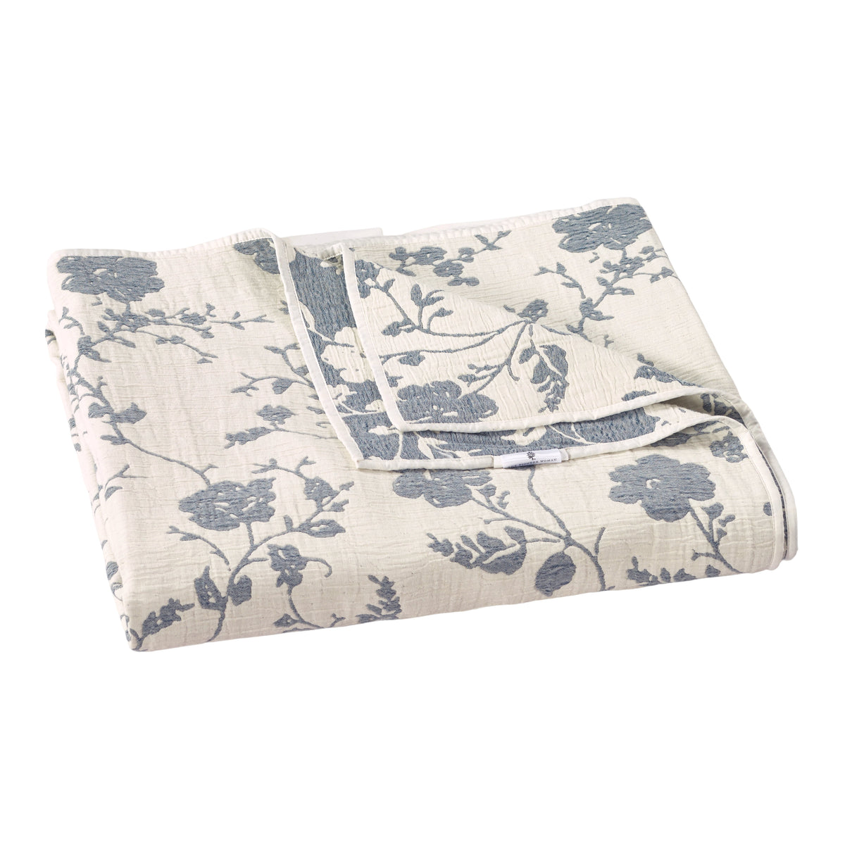 Cottage Bloom Agatha Floral Gauze Quilt, Full/Queen, Blue Dust, Reversible Bedding