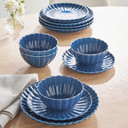 The Pioneer Woman Colette 12-Piece Stoneware Dinnerware Set, Blue