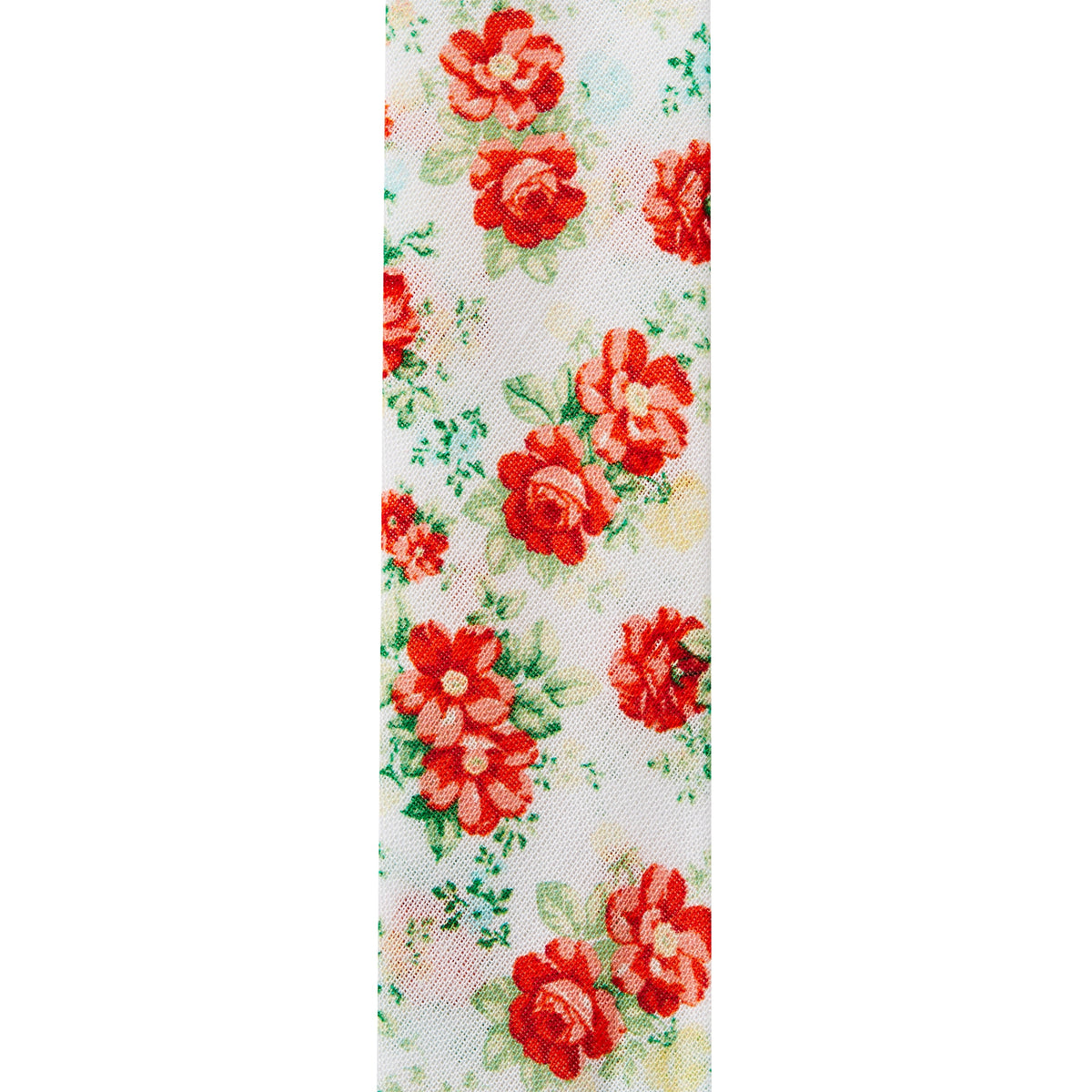 Cottage Bloom Vintage Floral White Double Fold Cotton Bias Tape Ribbon, 7/8" x 25 Yards