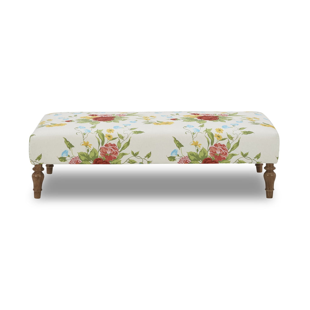 The Pioneer Woman Vintage Floral Fabric Rectangular Ottoman, White