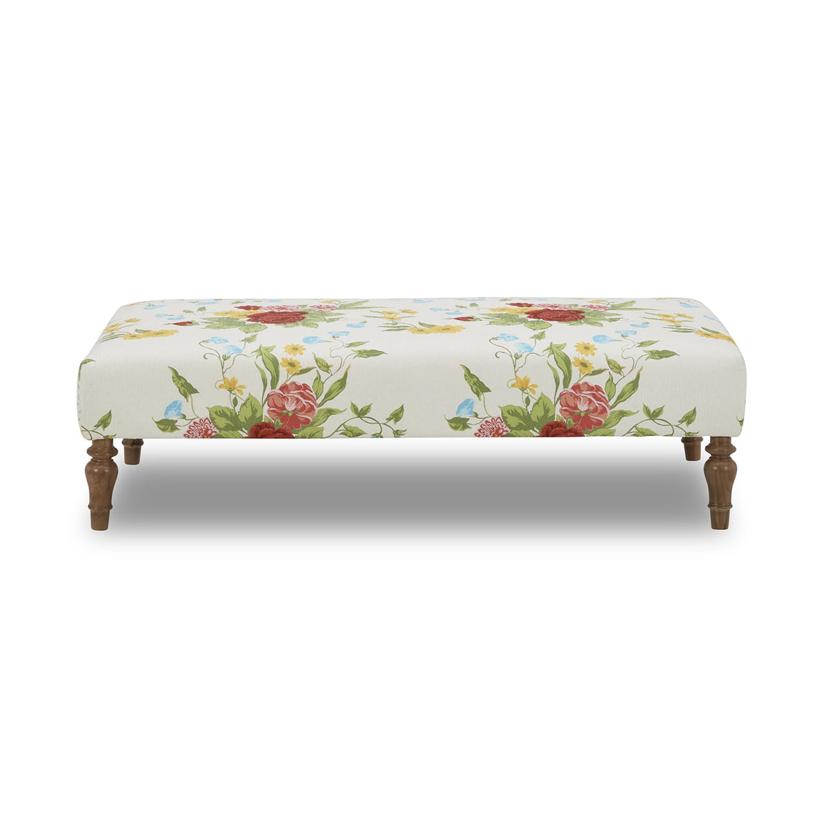 The Pioneer Woman Vintage Floral Fabric Rectangular Ottoman, White