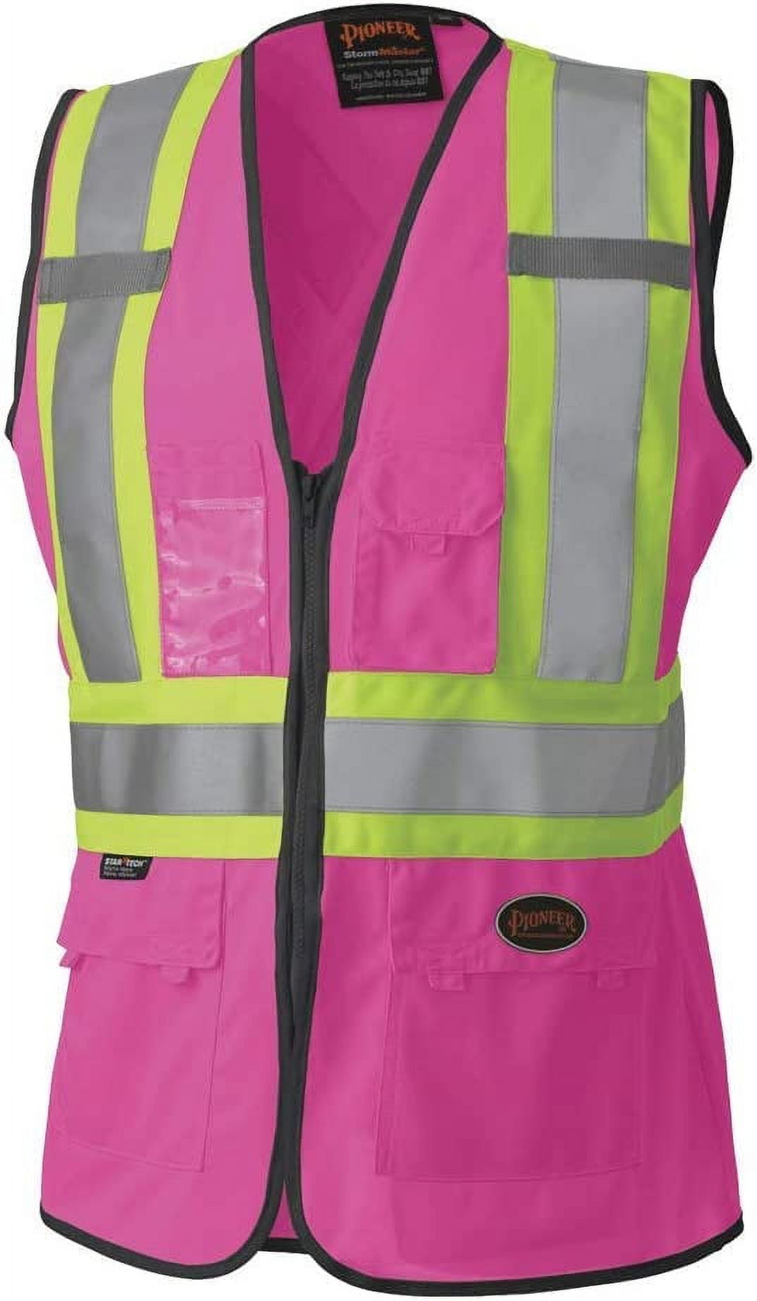Pioneer Women's Custom Fit Hi-Vis Mesh Back Safety Vest  - Color:  Pink  - Size: XL