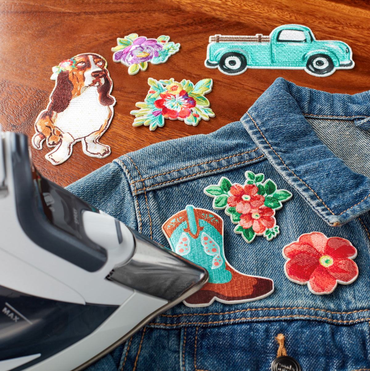 The Pioneer Woman Assorted Adhesive Iron-on Patch Appliques Set, 7-Piece