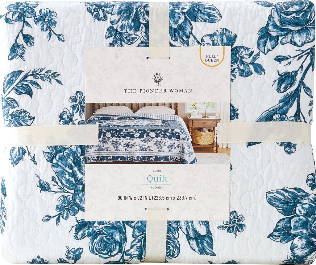 The Pioneer Woman Avery Cotton Patchwork Quilt, Full/Queen, Blue Dust Bedding