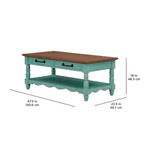 The Pioneer Woman Helen Coffee Table Made With Solid Wood Frame, Teal