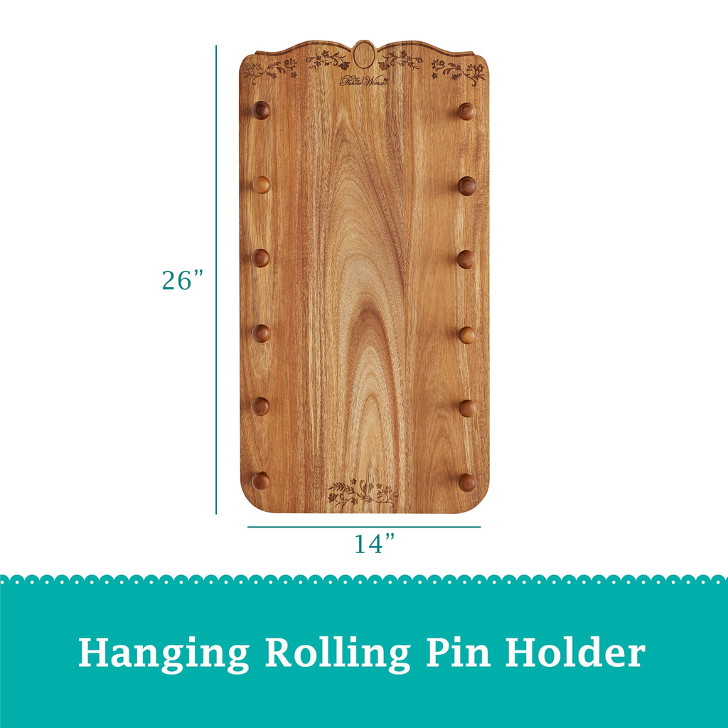 The Pioneer Woman 26-inch x 14-inch Wood Rolling Pin Rack