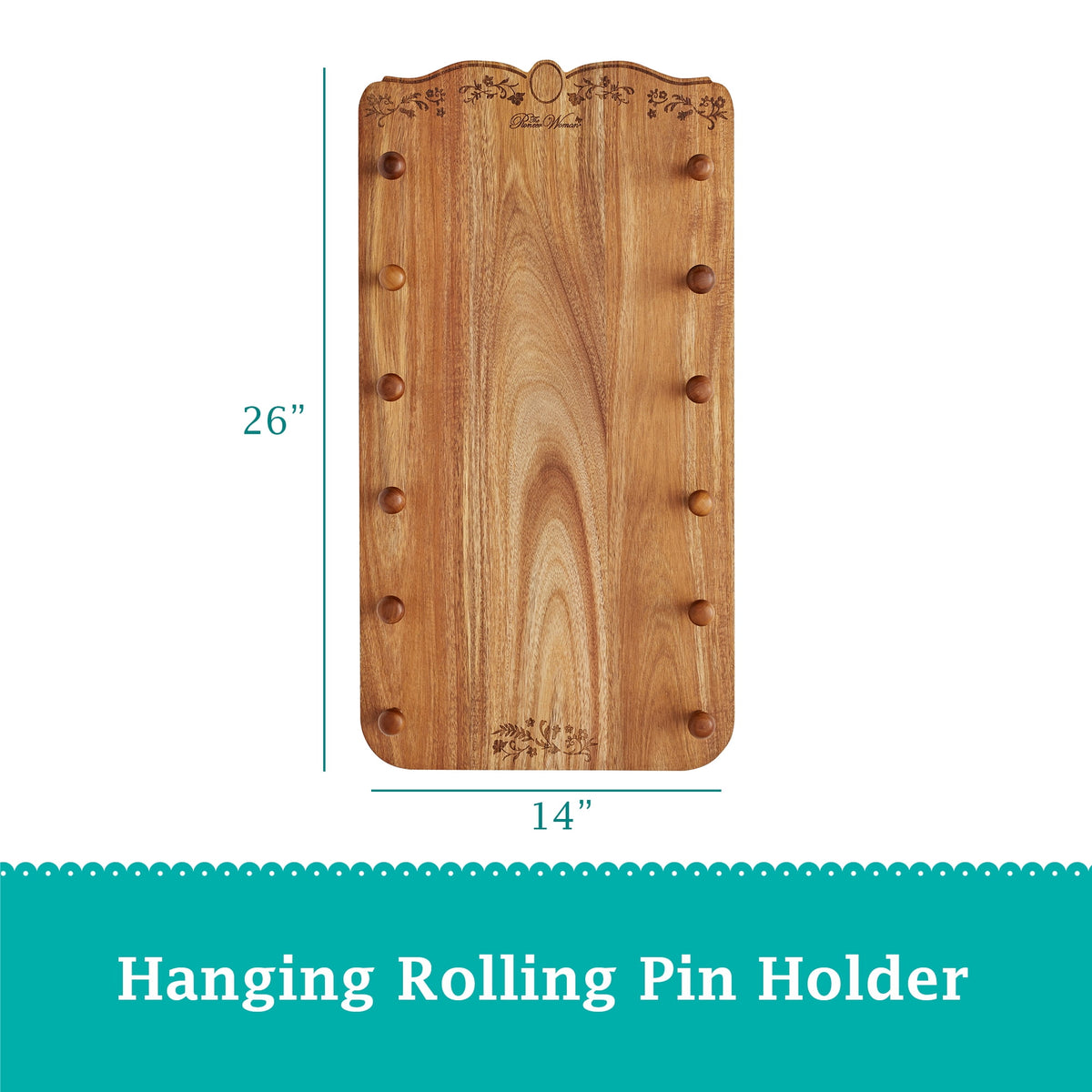 The Pioneer Woman 26-inch x 14-inch Wood Rolling Pin Rack