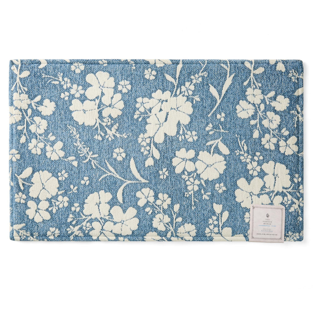The Pioneer Woman Elmbrook Wildflower Cloudwalk Anti-Fatigue Comfort Mat, Blue, 20" x 32"