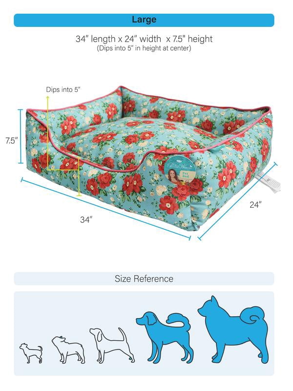 The Pioneer Woman Pet Bed, Sweet Rose Large 34" x 24"