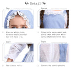 Girls Pioneer Costume Long Sleeve Dress with Apron colonial bonnet for 3-12Y