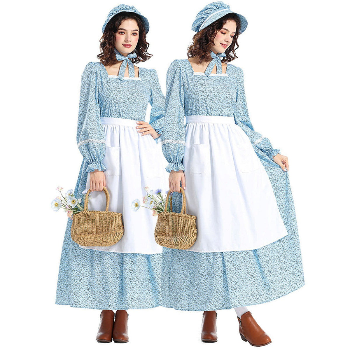 Cottage Bloom Colonial Dress Women's Prairie Pioneer Dress Floral Pilgrim Dress Civil War Dress