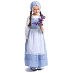 Girls Pioneer Costume Long Sleeve Dress with Apron colonial bonnet for 3-12Y