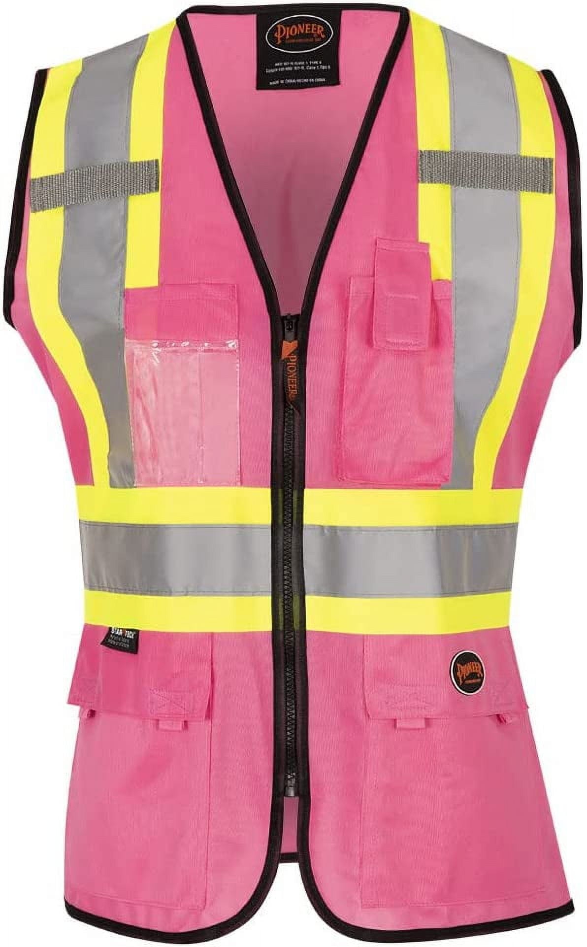 Pioneer Women's Custom Fit Hi-Vis Mesh Back Safety Vest  - Color:  Pink  - Size: XL
