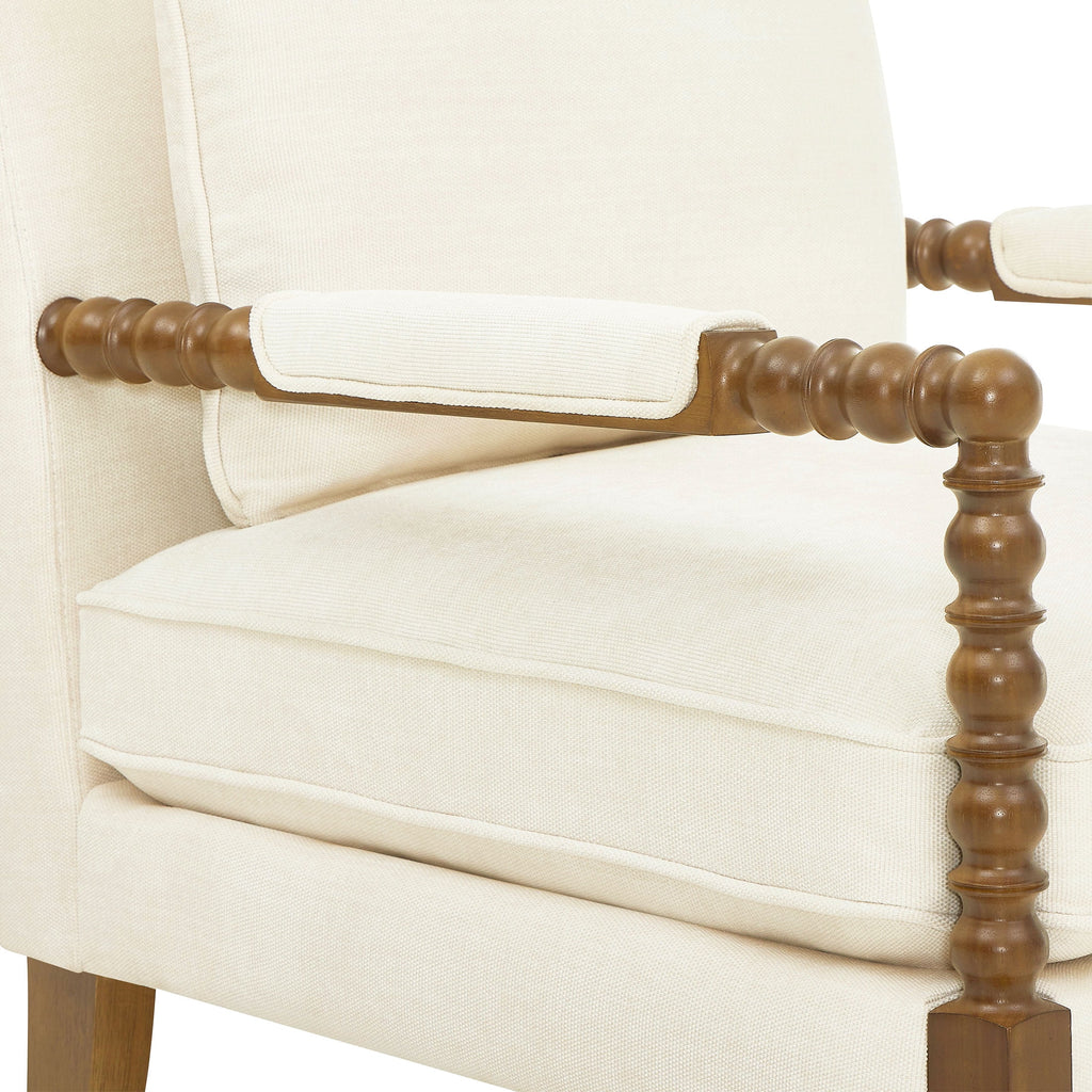 Pioneer Woman Harper Spindle Accent Chair, Antique White Fabric Upholstery