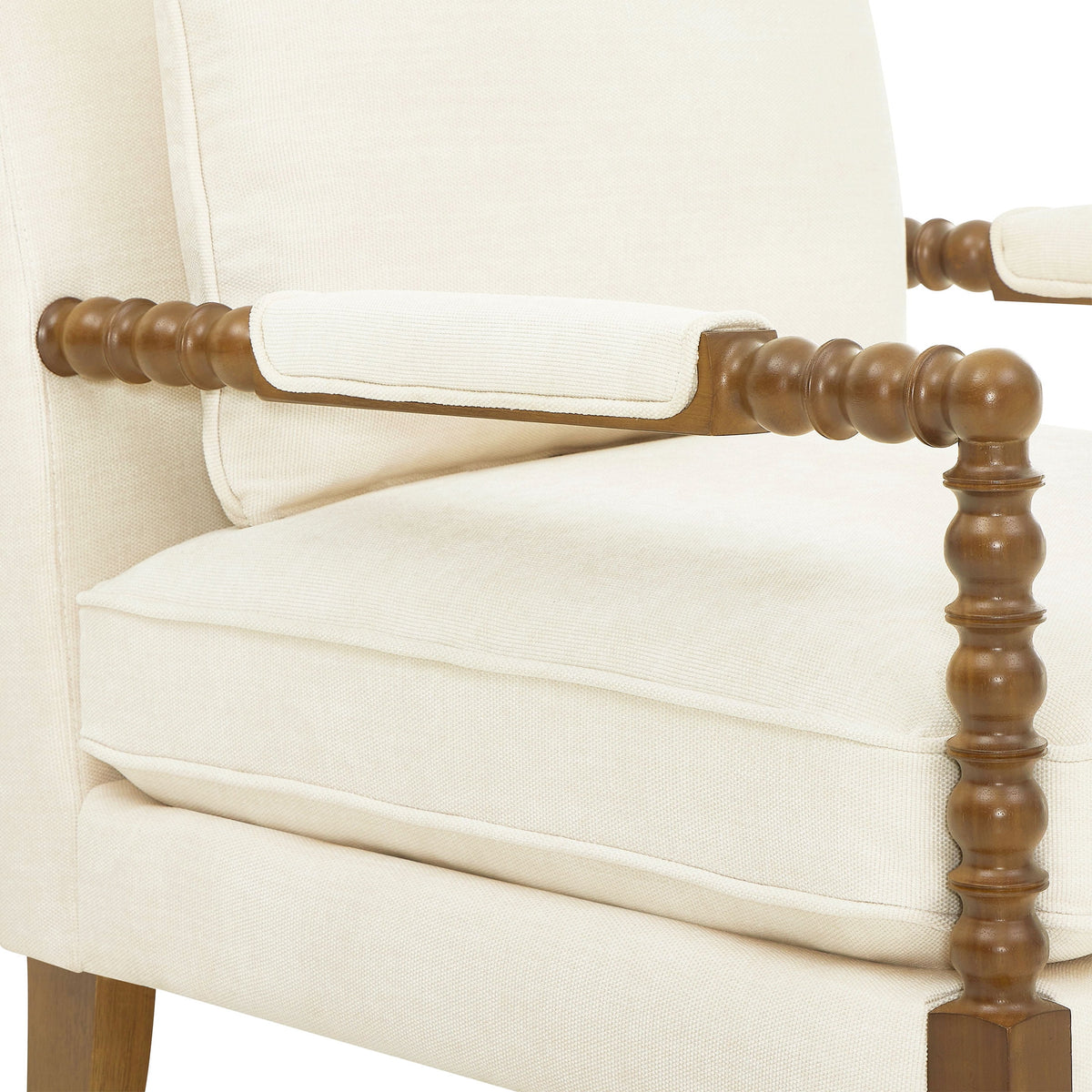 Pioneer Woman Harper Spindle Accent Chair, Antique White Fabric Upholstery