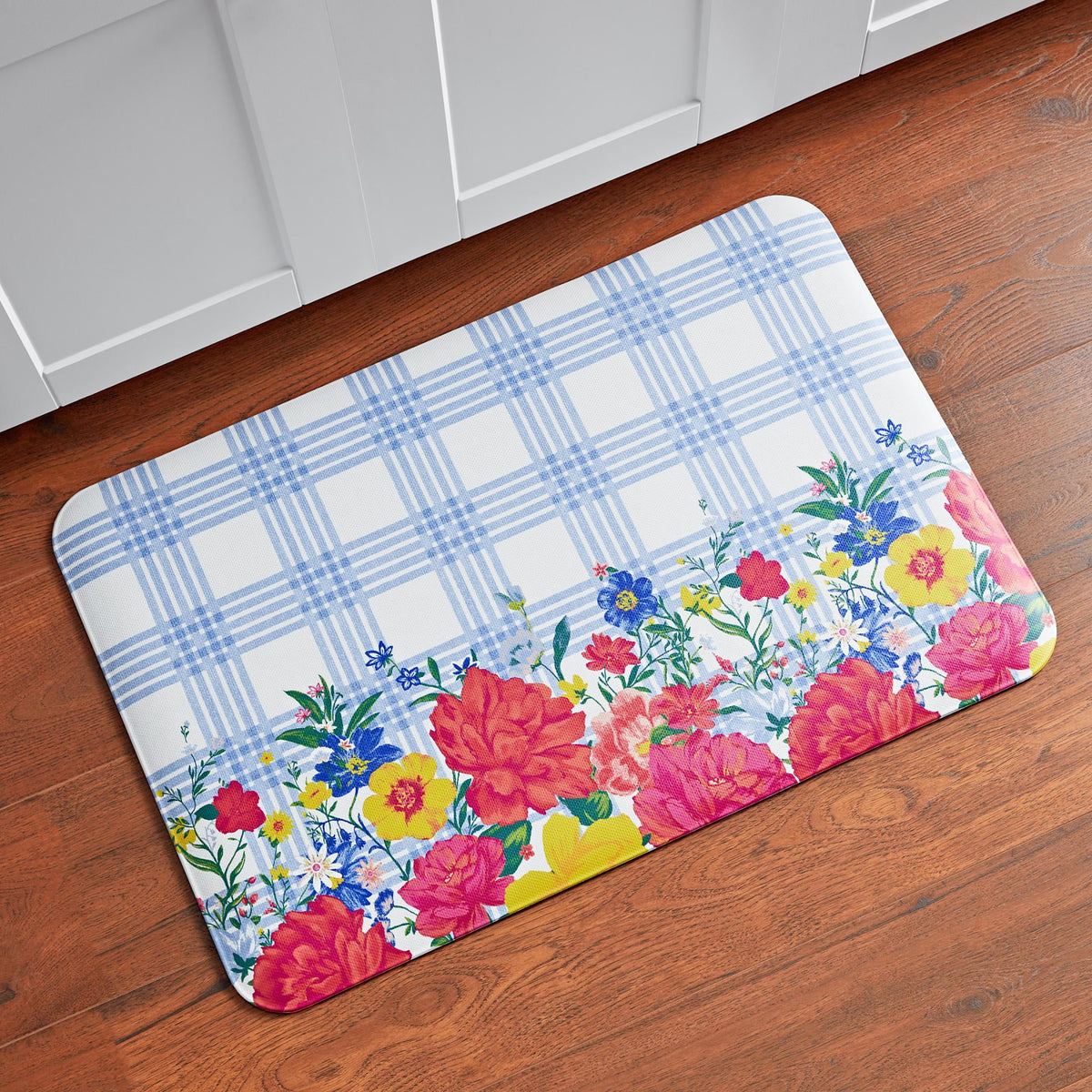 (3 pack) The Pioneer Woman Bouquet Plaid Kitchen Comfort Floor Mat, Multicolor, 20"W x 30"L