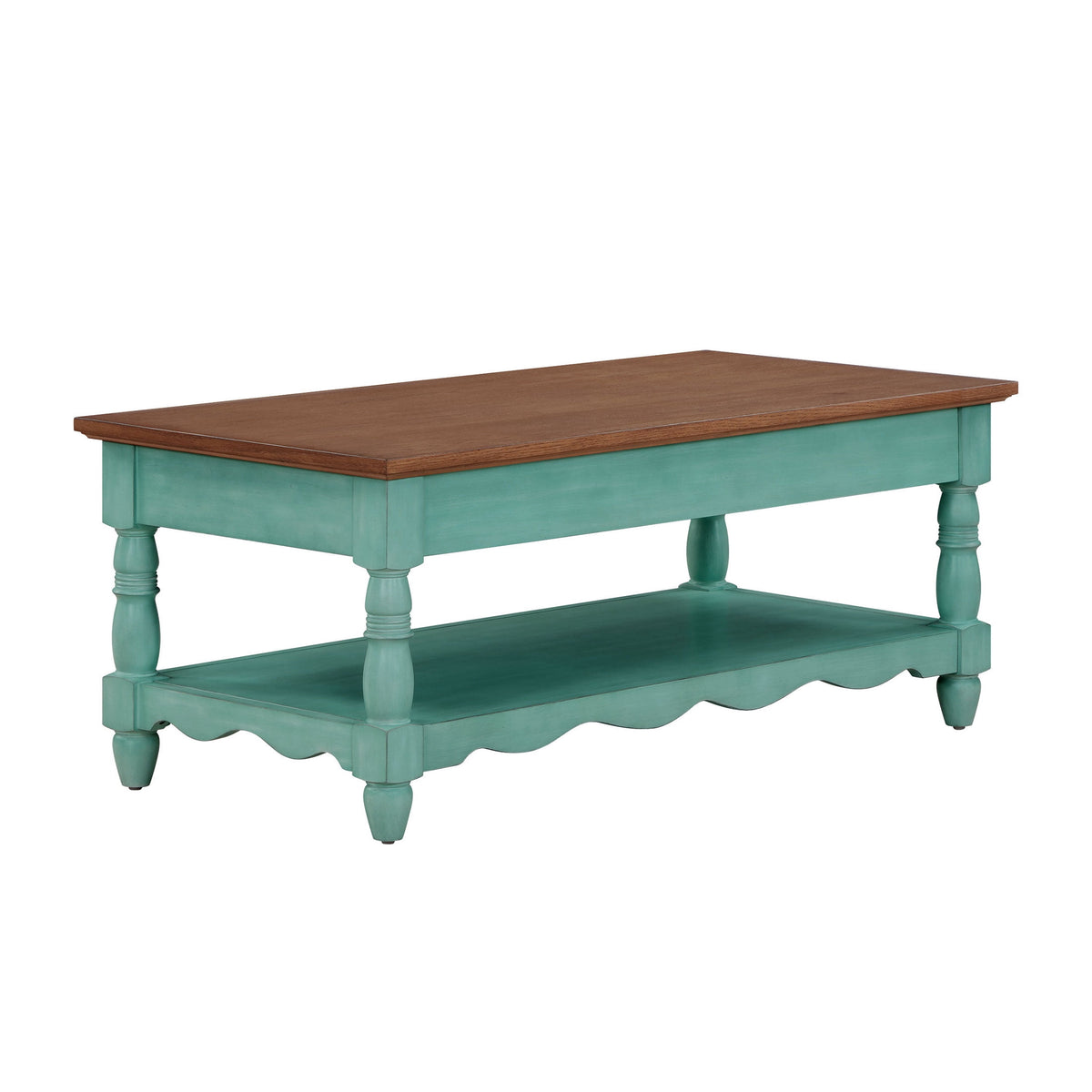 The Pioneer Woman Helen Coffee Table Made With Solid Wood Frame, Teal