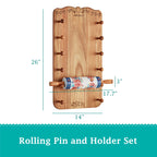 The Pioneer Woman Keepsake Floral 17.7" Ceramic Rolling Pin with Acacia Wood Holder
