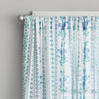 The Pioneer Woman Hattie Stripe 2 Pack Curtain Panel, BCI Cotton, Floral, Blue, RodPocket, 40" W x 84" L