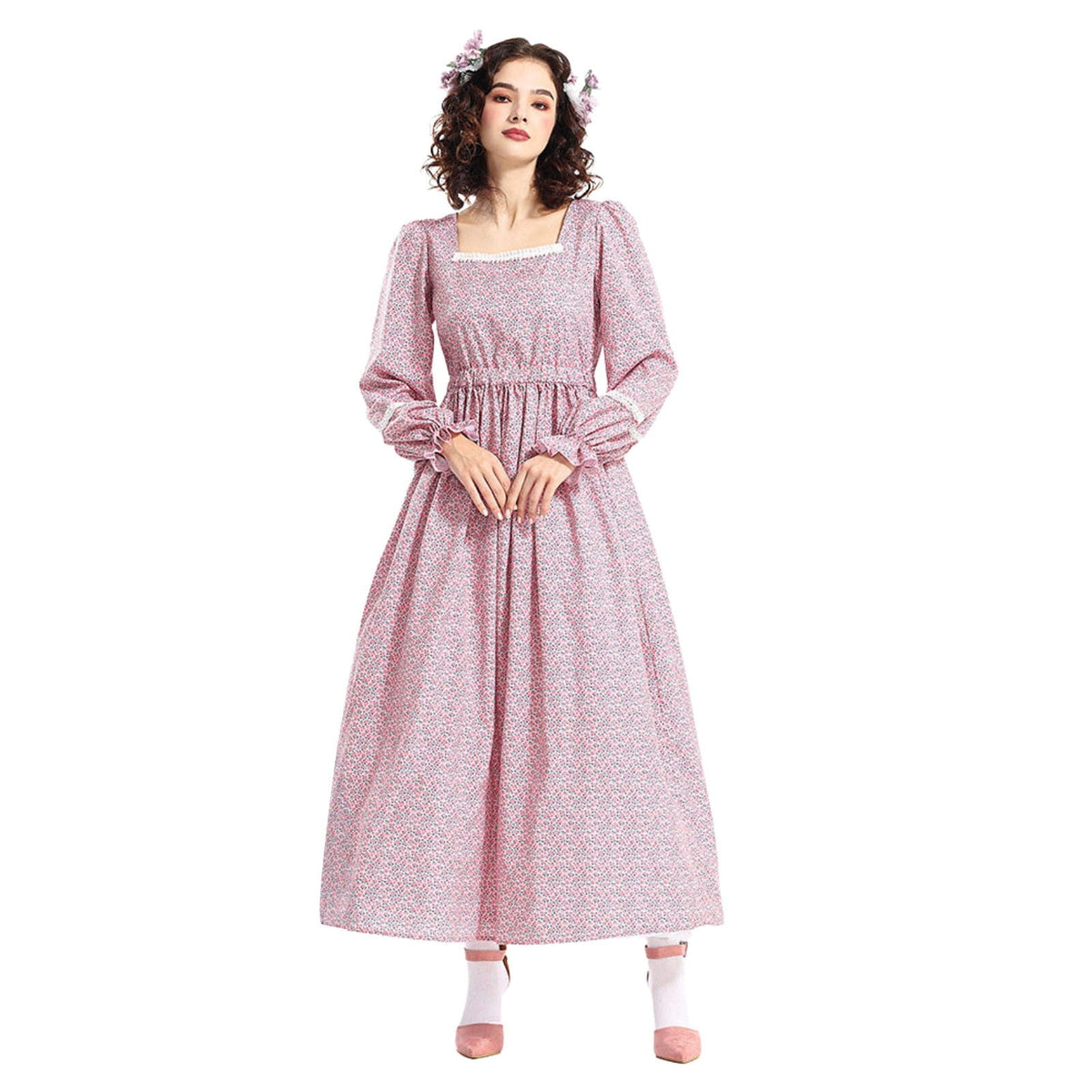 Cottage Bloom Colonial Dress Women's Prairie Dress Floral Pilgrim Dress Civil War Dress - Prairie Style Historical Dress