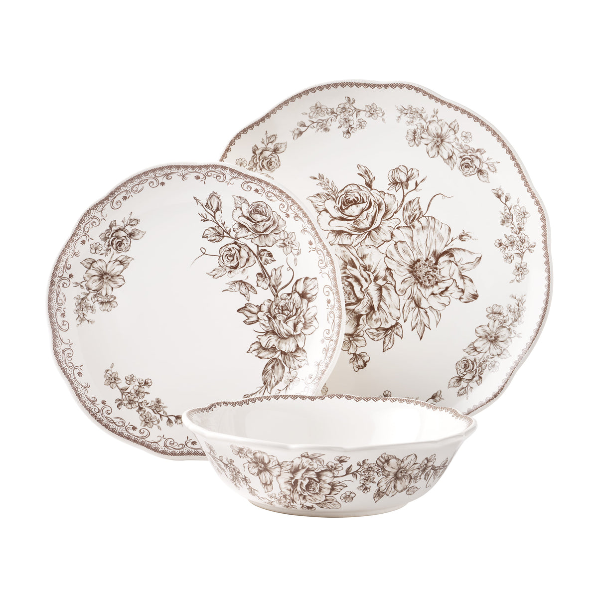 The Pioneer Woman Agatha 12-Piece Stoneware Dinnerware Set, Blue