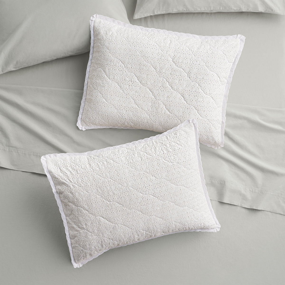 Cottage Bloom Agatha Floral Gauze Pillow Sham, Standard, Blue Dust, 2 Pack