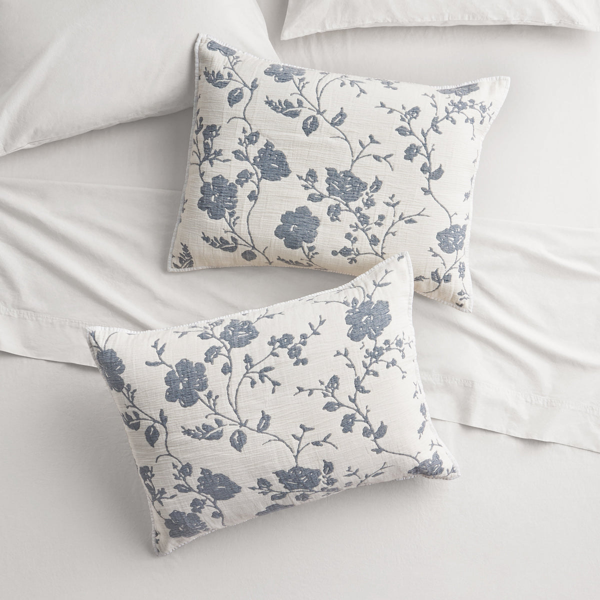 Cottage Bloom Agatha Floral Gauze Pillow Sham, Standard, Blue Dust, 2 Pack