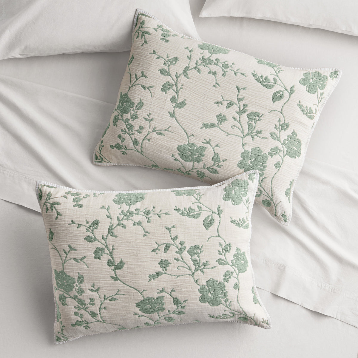 Cottage Bloom Agatha Floral Gauze Pillow Sham, Standard, Blue Dust, 2 Pack