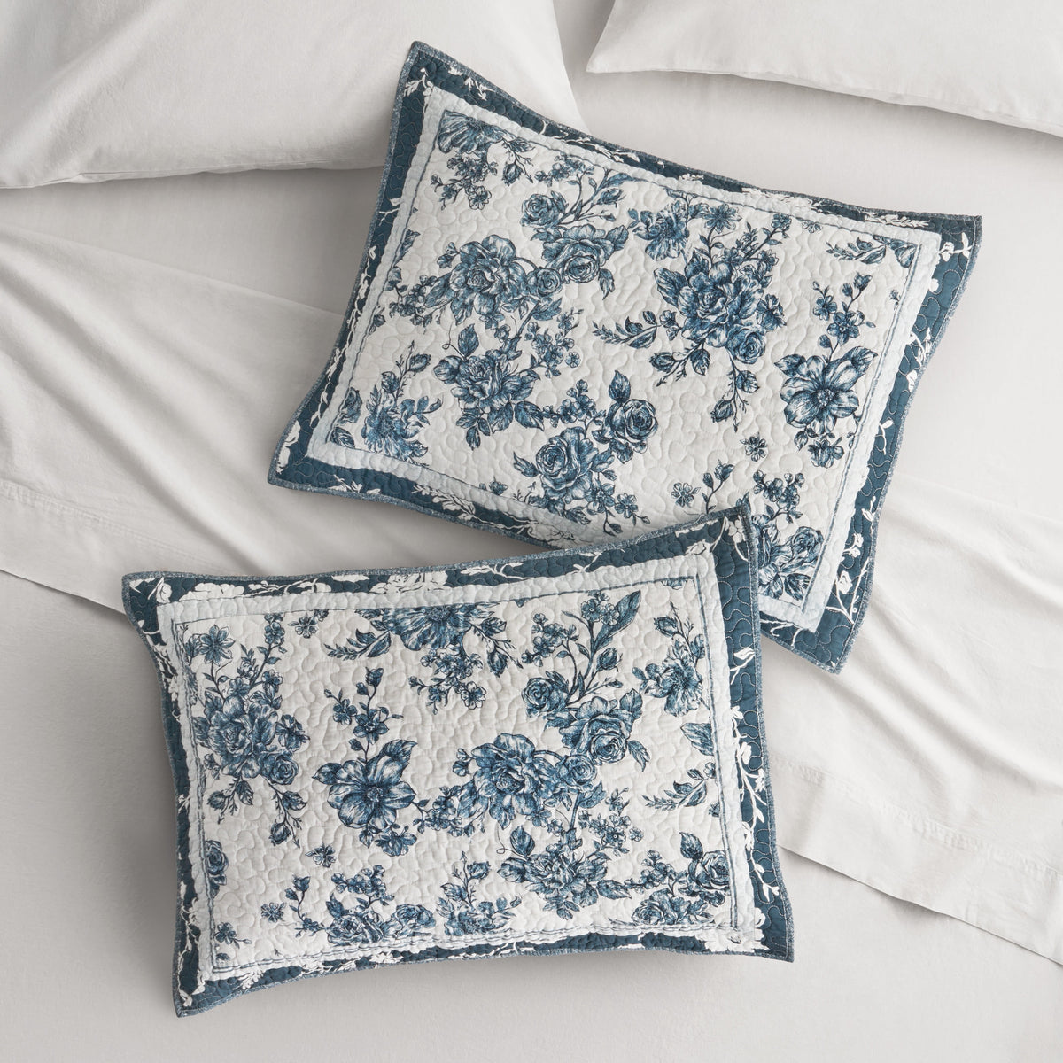 Cottage Bloom Agatha Floral Gauze Pillow Sham, Standard, Blue Dust, 2 Pack