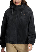Cottage Bloom Women's Fuzzy Fleece Jacket Lightweight Full Zip Up Sherpa Jacket with Hood Warm Soft Fall Winter Coat ...