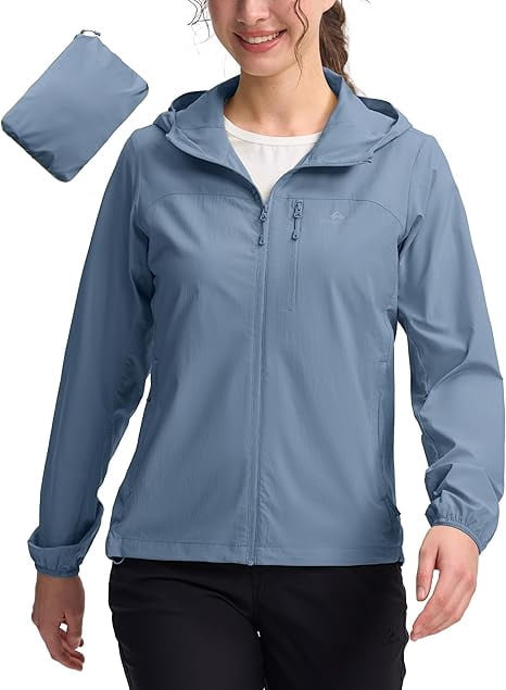 Cottage Bloom Women‘s UPF 50+ Windbreaker Jacket, Lightweight Packable Sun Protection Hoodie