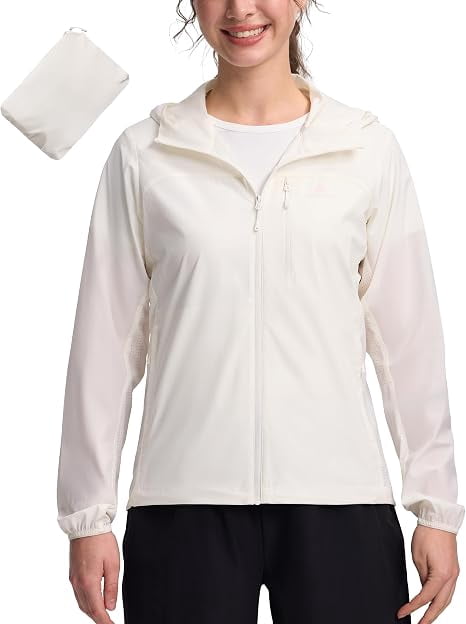 Cottage Bloom Women‘s UPF 50+ Windbreaker Jacket, Lightweight Packable Sun Protection Hoodie