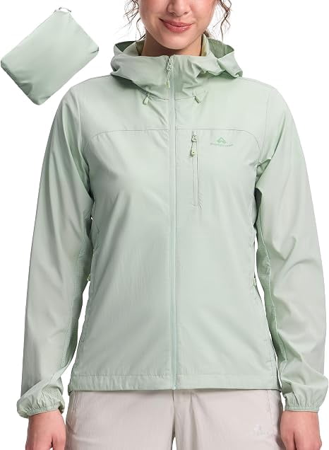 Cottage Bloom Women‘s UPF 50+ Windbreaker Jacket, Lightweight Packable Sun Protection Hoodie