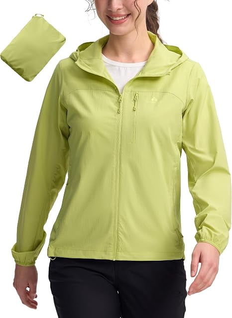 Cottage Bloom Women‘s UPF 50+ Windbreaker Jacket, Lightweight Packable Sun Protection Hoodie